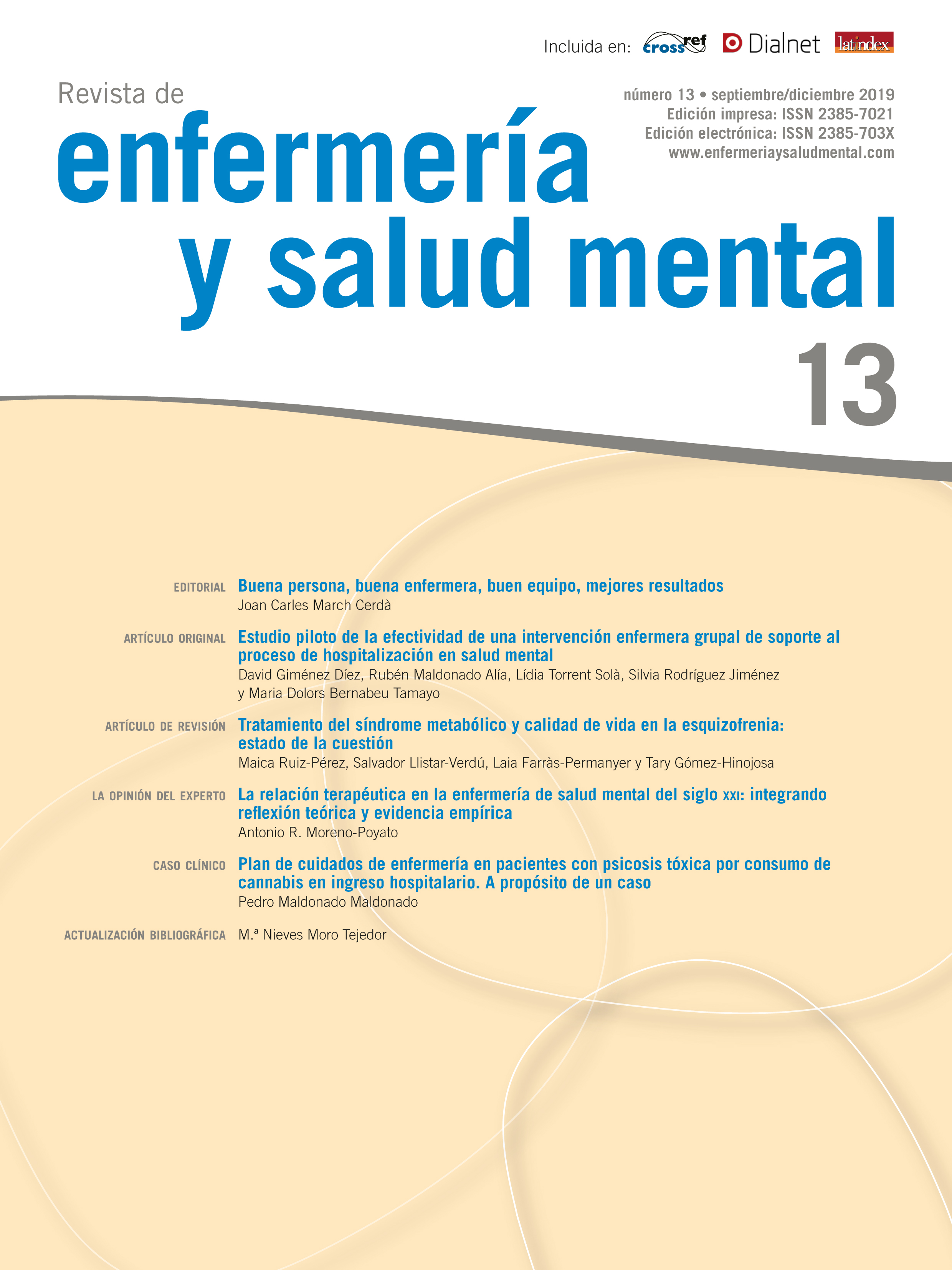Revista de Enfermería y Salud Mental. Número 13, septiembre/diciembre de 2019