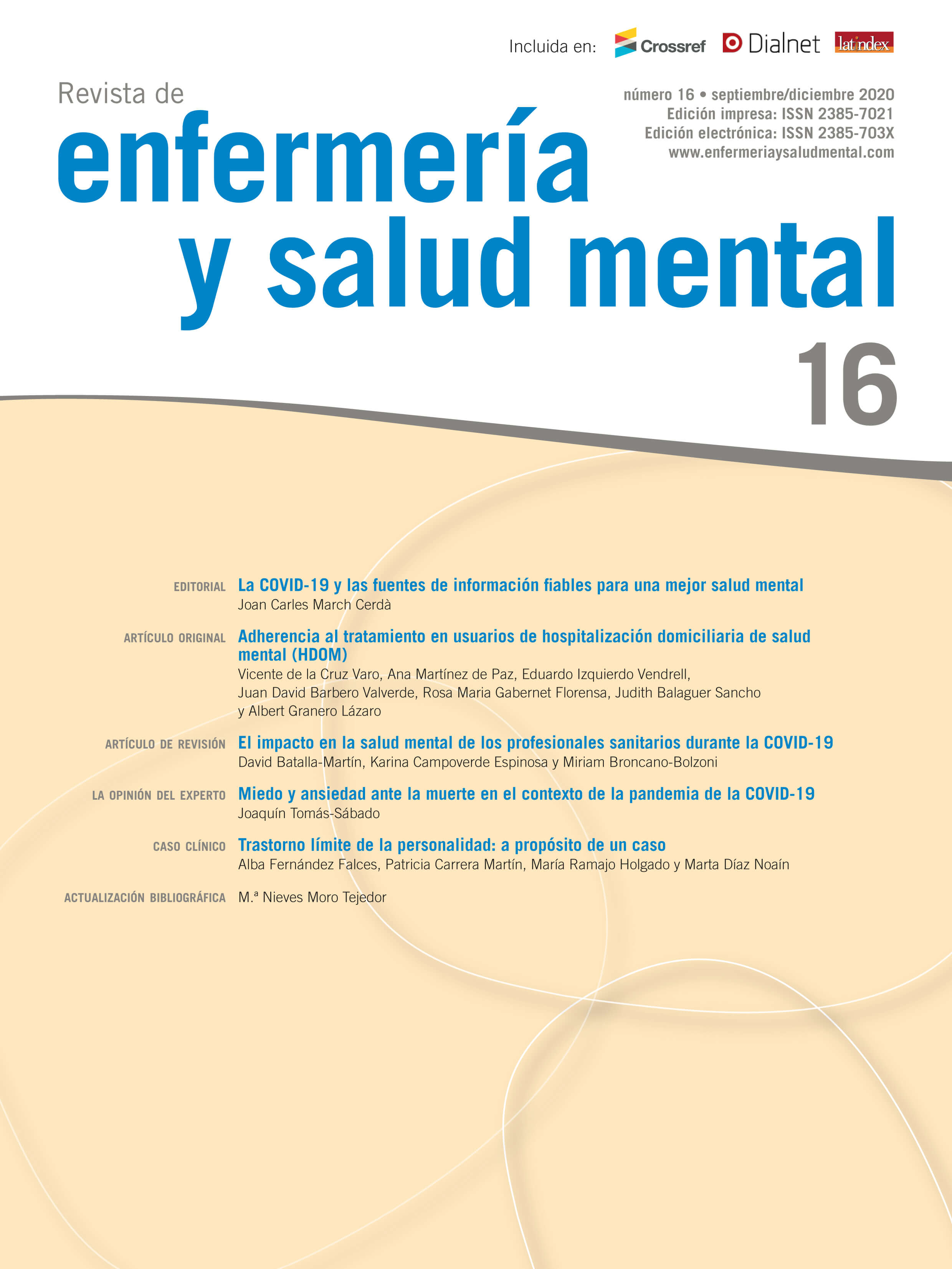 Revista de Enfermería y Salud Mental. Número 16, septiembre/diciembre de 2020