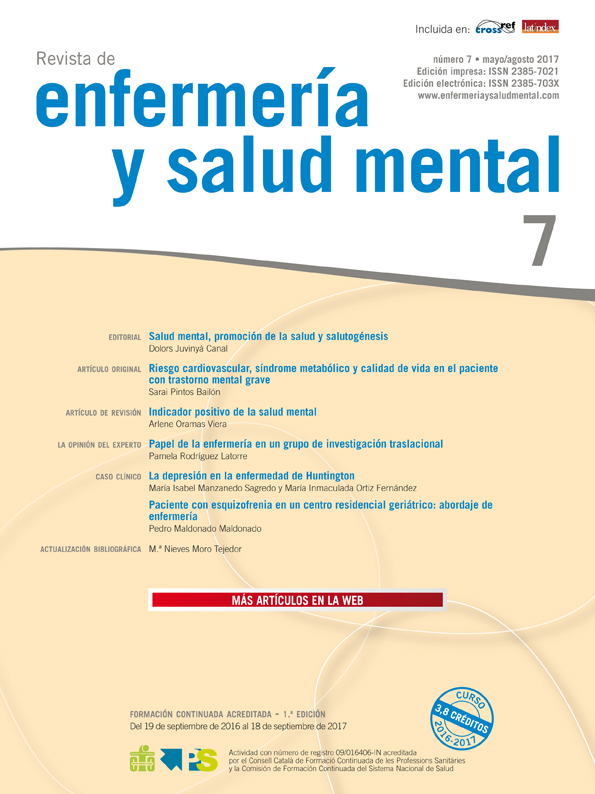Revista de Enfermería y Salud Mental. Número 7, mayo/agosto de 2017
